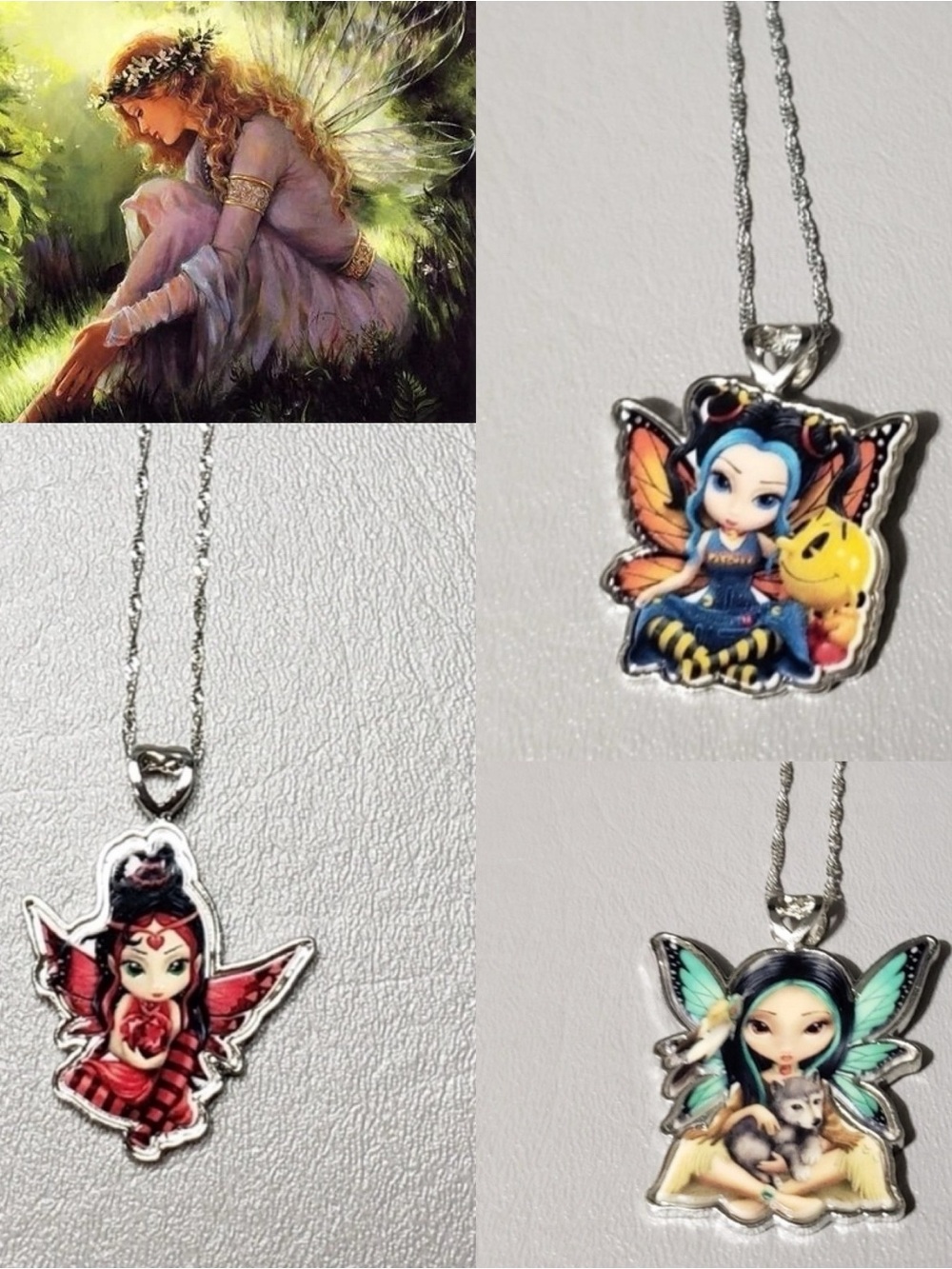 3 Fairy Charm Pendant Necklace Set